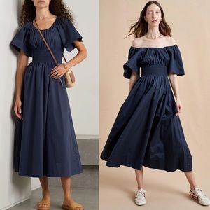 La Ligne Open Back Cotton Dress in Navy